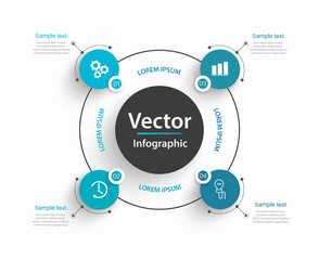 Business vector  infographic design template with 4 options, steps or processes. Can be used for workflow layout, diagram, annual report, web design 