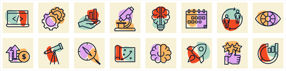 Startup project and development set icon symbol template for graphic and web design collection logo vector illustration