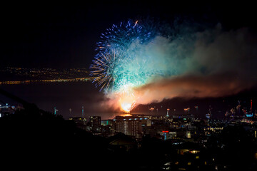 Matariki fireworks. View from Brooklyn in Wellington, New Zealand