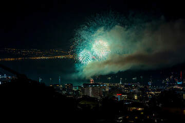 Matariki fireworks. View from Brooklyn in Wellington, New Zealand