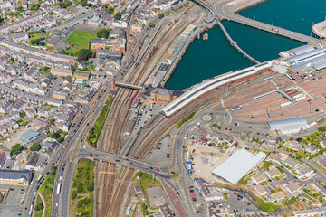 Fototapeta premium Aerial Views of the port of Holyhead, Anglesey, North Wales