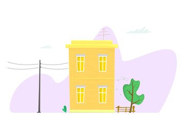 illustration of a house with a dog