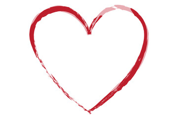 Heart contour vector. Red hand drawn love icon isolated. Paint brush stroke heart icon. Hand drawn vector for love logo, heart symbol, doodle icon and Valentine's day. Painted grunge vector shape