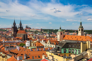 Fototapeta na wymiar Panoramic aerial view of Prague