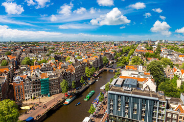Panoramic view of Amsterdam - obrazy, fototapety, plakaty