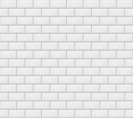 Subway tile seamless pattern. White kitchen, bathroom ceramic tile pattern, metro tunnel wall or floor texture, background or wallpaper with glossy faience or enameled bricks
