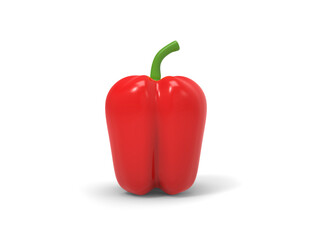 Bright and fresh red bell pepper - front view. - 3D Illustration