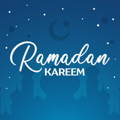 Happy Ramadan celebration. Moon and stars decoration background. Beautiful invitation card design. Islamic Holy Month of Ramadan Mubarak.