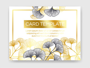 Floral wedding invitation golden elegant card template