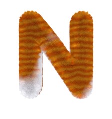 Orange Tabby Cat Themed Font Letter N