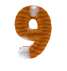 Orange Tabby Cat Themed Font Number 9