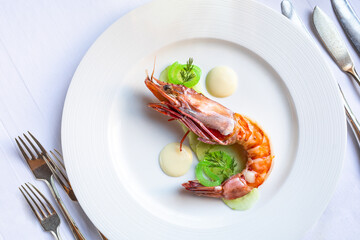 delicious fresh shrimp plated in restaurant
