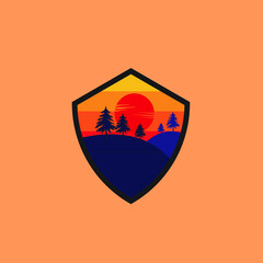 adventure badg logo vector design. nature lover community logo
