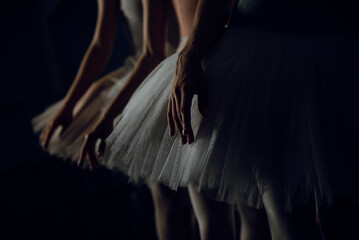 ballet dancers in class hand 