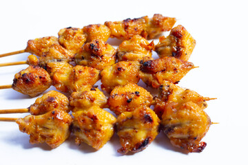 Chicken butt grilled on white background.