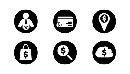 Set of vector with dollar icon on simple white background.