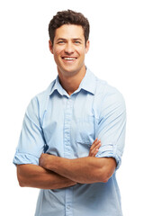 Obraz premium Hes naturally confident. Portrait of a handsome young man standing with his arms folded.