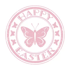 Door stickers Butterflies in Grunge A grunge Easter circle stamp with butterflies  