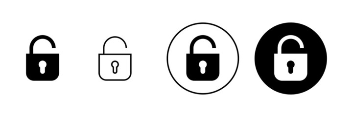 Unlock icons set. Unlock sign and symbol. unlocked padlock icon