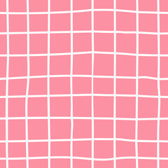 Seamless pattern with geometric shapes in trendy colors. Plaid pattern. Colorful background, print. Hand drawn vector illustration.