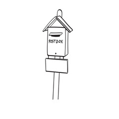 closeup retro postbox illustration vector hand drawn isolated on white background line art.
