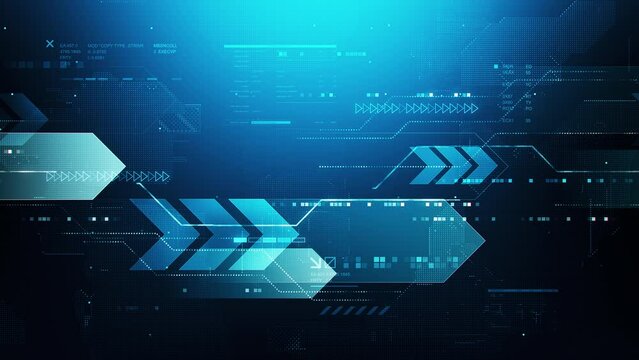 Technology background. Stock video footage. Abstract digital flow motion in cyberspace. Blue futuristic animation. Computer design concept. Seamless loop.