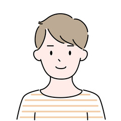 男性　髪型　ショートヘア　肖像　顔　シンプル　イラスト素材