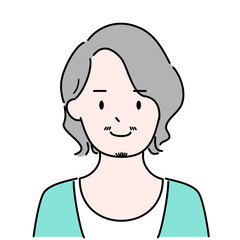 男性　髪型　セミロング　肖像　顔　シンプル　イラスト素材