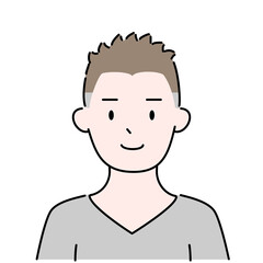 男性　髪型　ツーブロック　肖像　顔　シンプル　イラスト素材