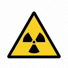 Fototapeta premium Black Radioactive icon isolated on yellow background. Radioactive toxic symbol. Radiation Hazard sign. Long shadow style. Vector.