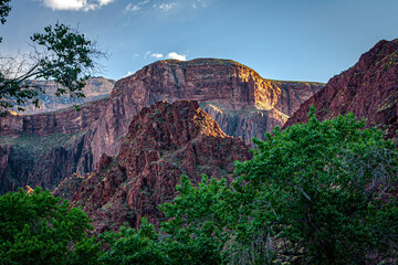 Looking up from Phantom Ranch in the bottom of the Grand Canyon in Arizona