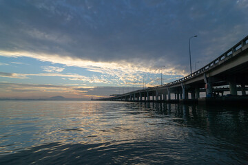 Obraz premium Architecture Penang Bridge in sunrise morning