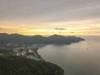 Fototapeta na wymiar Sunset over Teluk Bahang town.