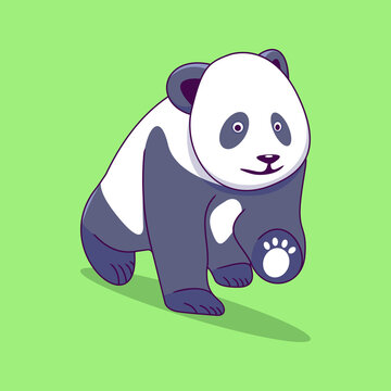 Cute Walking Panda Cartoon Vector Illustration. Animal Nature Concept Vector. Cartoon images for icons, coloring books, backgrounds, and more. Flat Cartoon Style