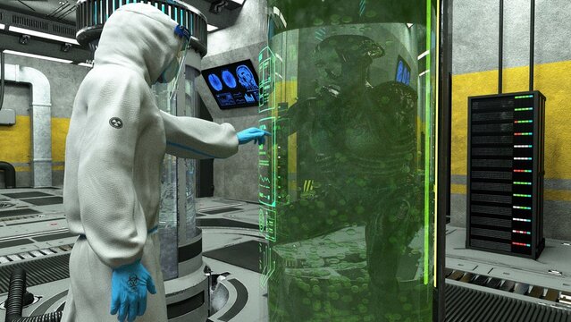 3D-illustration of an alien biologic laboratory