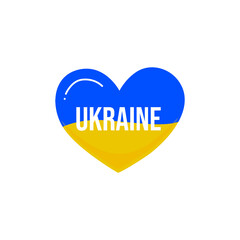 Pray for Ukraine sign. Heart icon with colors of Ukrainian flag. Vector isolated on white