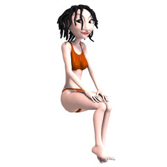 3D-illustration of a cute and funny gothic toon girl