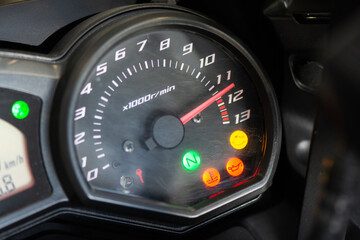 Motorcycle rev counter in action
