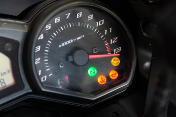 Motorcycle rev counter in action