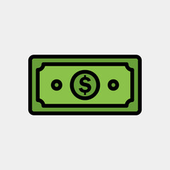 Money icon in filled line style about currency, use for website mobile app presentation