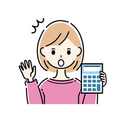 電卓　驚く　女性