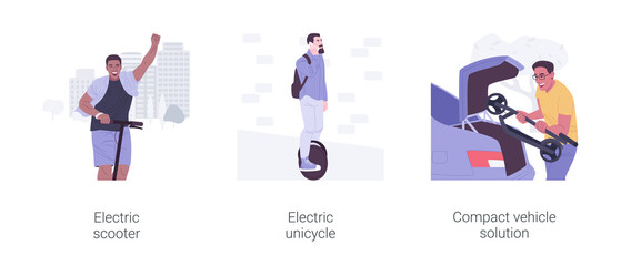 Electric urban vehicles isolated cartoon vector illustrations set. © Visual Generation