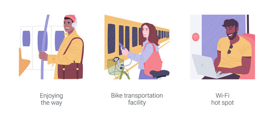 Smart public transport isolated cartoon vector illustrations set.
