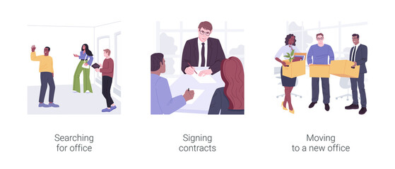 Successful entrepreneurship isolated cartoon vector illustrations set.