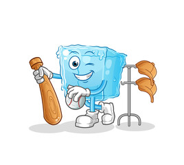ice cube playing baseball mascot. cartoon vector