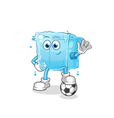 ice cube playing soccer illustration. character vector
