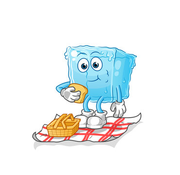 ice cube on a picnic cartoon. cartoon mascot vector