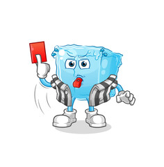 ice cube referee with red card illustration. character vector