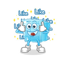 ice cube give lots of likes. cartoon vector