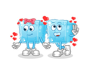 ice cube dating cartoon. character mascot vector